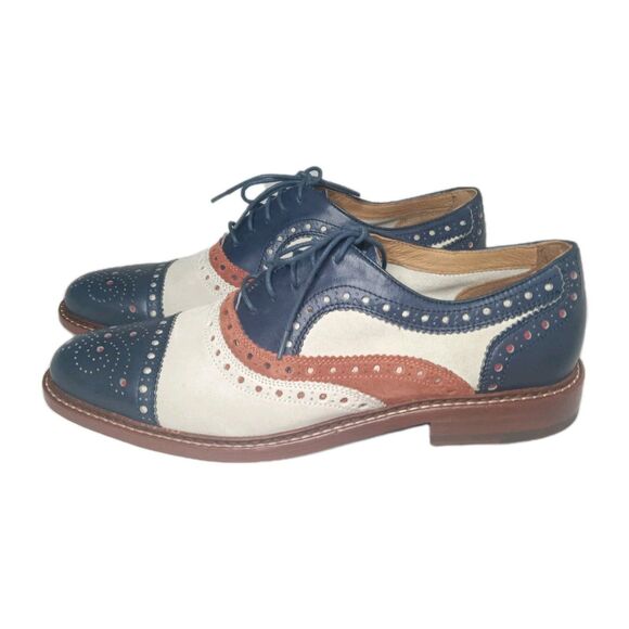 Johnston Murphy Wingtip Oxfords Men\'s 11 M Shoes Brogue Navy Beige Brown